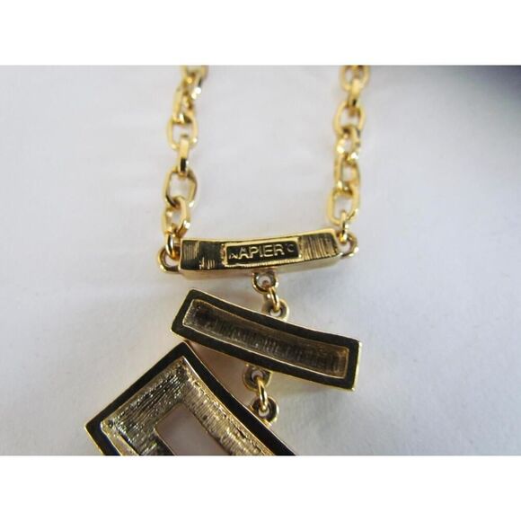 Vintage Napier Oriental Necklace Pendant Statement Asian Pagoda Gold Extra Long - Picture 13 of 13